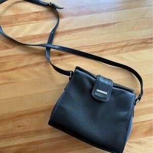 Liz Claiborne Black Textured Leather Crossbody Bag